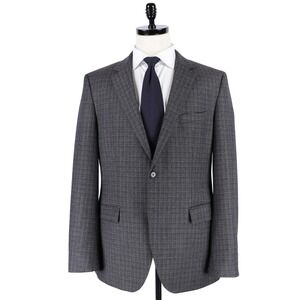 Hugo Boss The James4 Sport Coat 42R Gray Blue Plaid 100% Wool Blazer Casual
